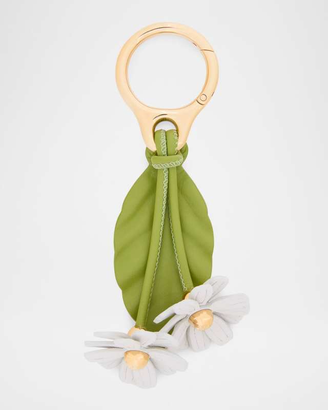Chamomile Flower Bag Charm in Calfskin Leather